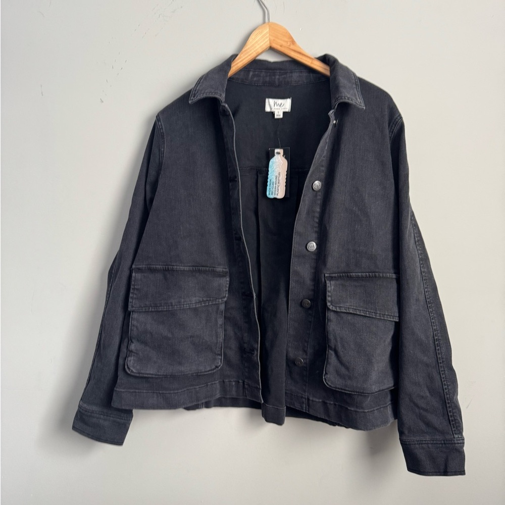 New black denim stretchy coat